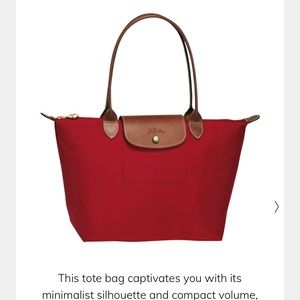 Long champ le pliage small red tote